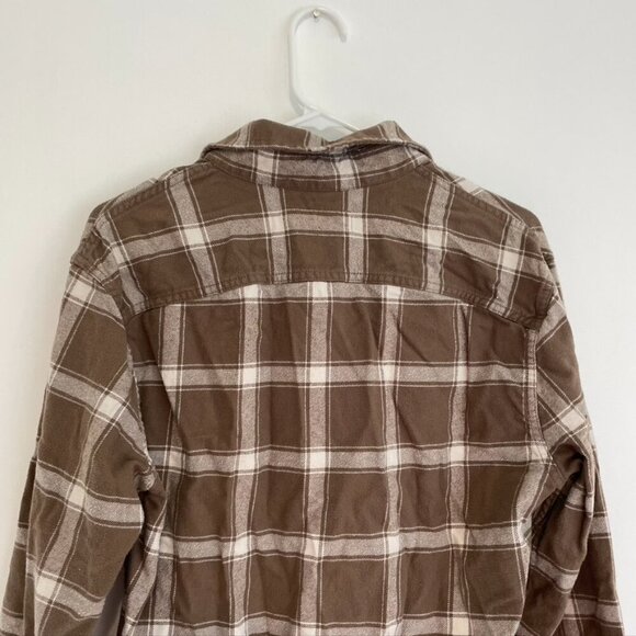 HOLLISTER HCO Mens Check Overshirt Brown White Plaid Flannel Button Down Cotton - Picture 11 of 14